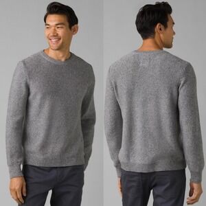 PrAna North Loop Crew Neck Sweater Slim Fit In Pebble Grey Sz XL Preppy Gorpcore